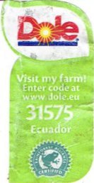 dole visit my farm! enter code at www.dole.eu 31575 ecuador rainforest alliance certified