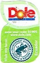 Dole enter your code: 31905 www.dole.com visit my farm! Ecuador rainforest alliance people & nature