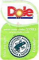 Dole enter your code: 31983 www.dole.com visit my farm! Ecuador rainforest alliance people & nature