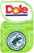 Dole enter your code: 34575 www.dole.com visit my farm! Ecuador rainforest alliance people & nature