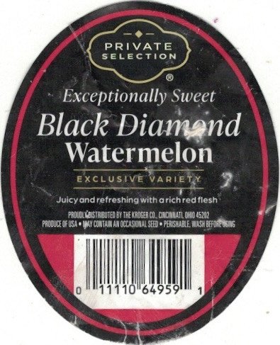 Black Diamond private selection exeptionally sweet watermelon produce of usa 01111064959