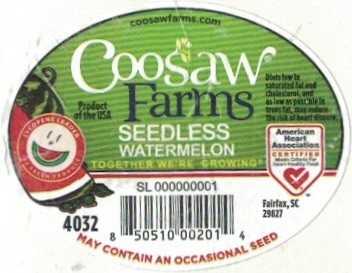 Coosaw Farms product of usa seedless watermelon 4032 850510002014