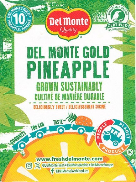 Del monte quality gold pineapple grown sustainably 10 product of costa rica 5050372110000