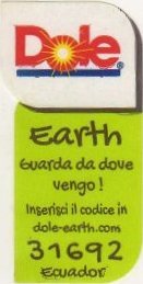 dole earth guarda da dove vengo ! inserisci il codice in dole-earth.com 31692 ecuador