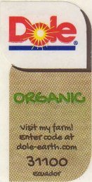 Dole organic visit my farm! enter code at dole-earth.com 31100 ecuador