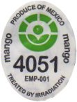 mango produce of mexico 4051 emp-001 treated by irradiation