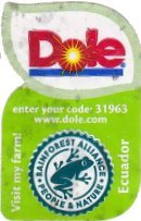 Dole enter your code: 31963 www.dole.com visit my farm! Ecuador rainforest alliance people & nature